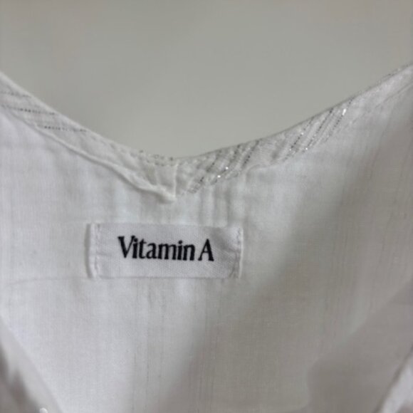 Vitamin A White Textured Tie-Waist Romper Small – Summer Beach Cover Up - Picture 5 of 7